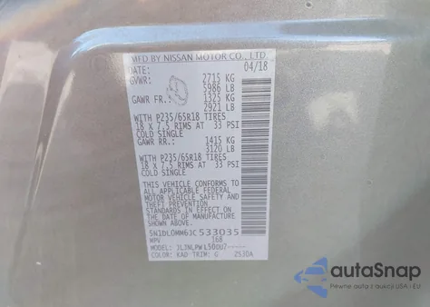 2018 Infiniti Qx60 z USA, uszkodzony, nr VIN 5N1DL0MM6JC533035